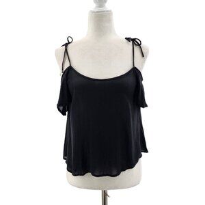 NWT PPLA Dylan Top Semi-Crop Black Tie Strap Blouse Top Womens Small